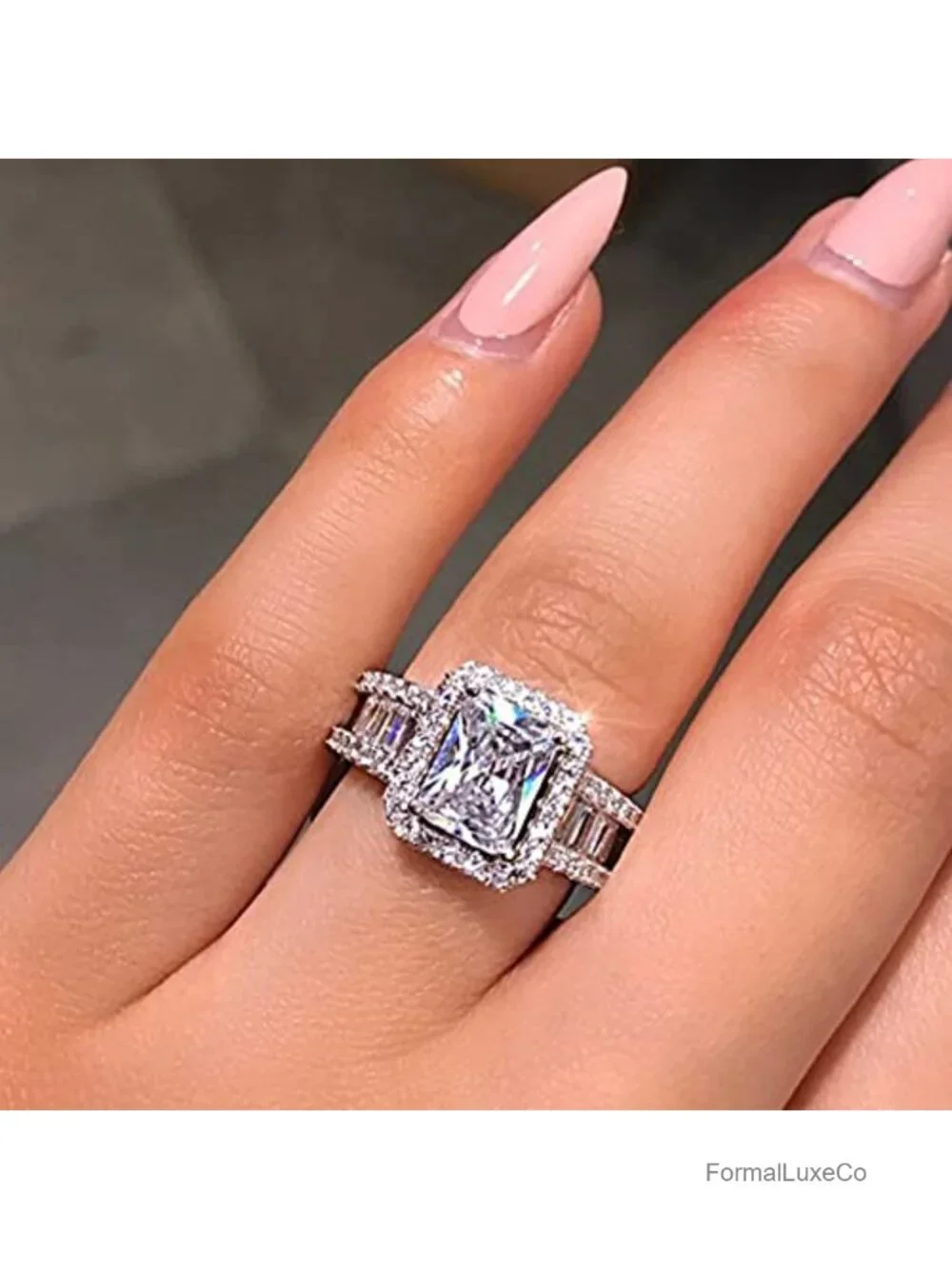 Sterling Silver CZ Eternity Band Ring 18k Gold Plated Cocktail Wedding
